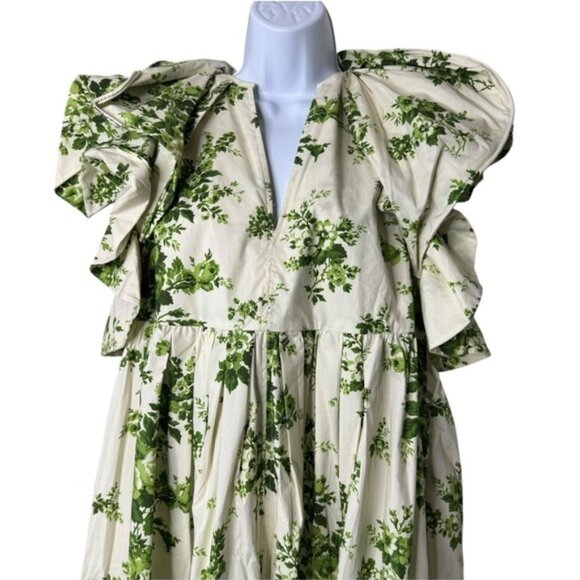 Tuckernuck NEW Limelight Bouquet Mariana Ruffle Formal Green Midi Dress Size S - Picture 5 of 11